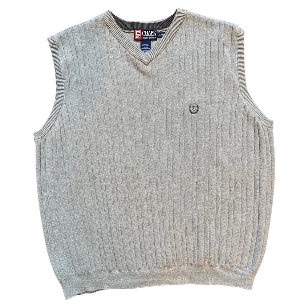 CHAPS Ralph Lauren Gray Cotton Knit Sweater Vest Men’s Size XL.